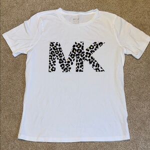 Michael Kors White Tee with Animal Print Logo